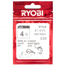 Крючки рыболовные Ryobi GURE RINGED №4, 8 шт.