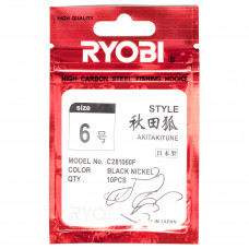 Крючки рыболовные Ryobi AKITAKITUNE FLATTED №6, 10 шт.
