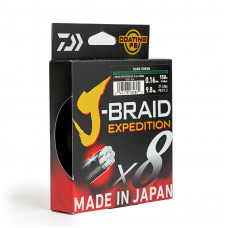 Плетеный шнур Daiwa J-Braid Expedition x8E, 0.18 мм/12.3 кг, 150 м, темно-зеленый